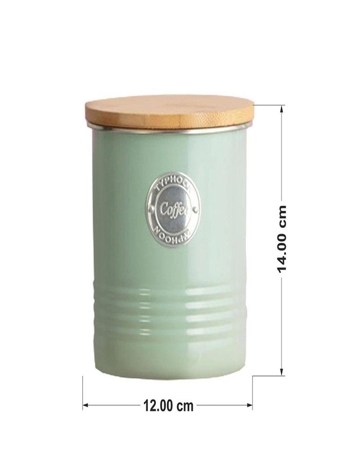 تايفون علبة قهوة فاخرة من مجموعة تايفون ليفينج - برطمان تخزين مطبخ محكم الإغلاق سعة 1 كوارت مع غطاء من الخيزران وحلقة سيليكون، حاوية فولاذية متينة لحفظ القهوة الطازجة وتنظيم المؤن، لون أخضر فاتح - Image 4